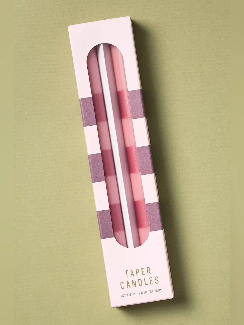 Anthropologie Pink Striped Taper Candles